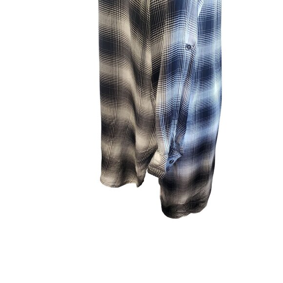 Rock & Republic Black White Plaid Grunge Punk Long Sleeve Tunic Shirt Large - Picture 7 of 11